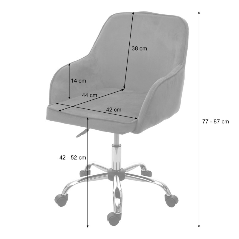 Chaise de bureau fauteuil directorial, pivotant, design rétro, velours - gris