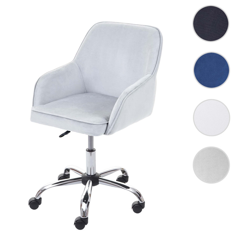 Chaise de bureau fauteuil directorial, pivotant, design rétro, velours - gris