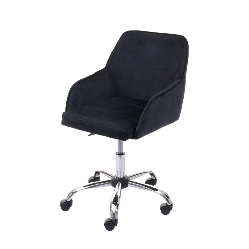 Chaise de bureau fauteuil directorial, pivotant, design rétro, velours - noir