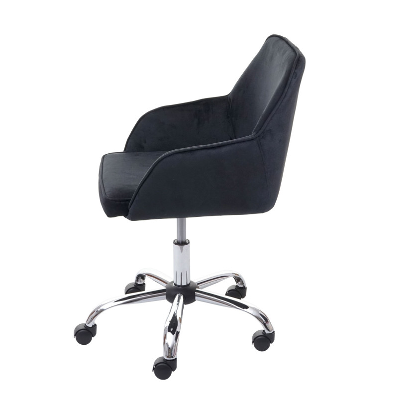 Chaise de bureau fauteuil directorial, pivotant, design rétro, velours - noir