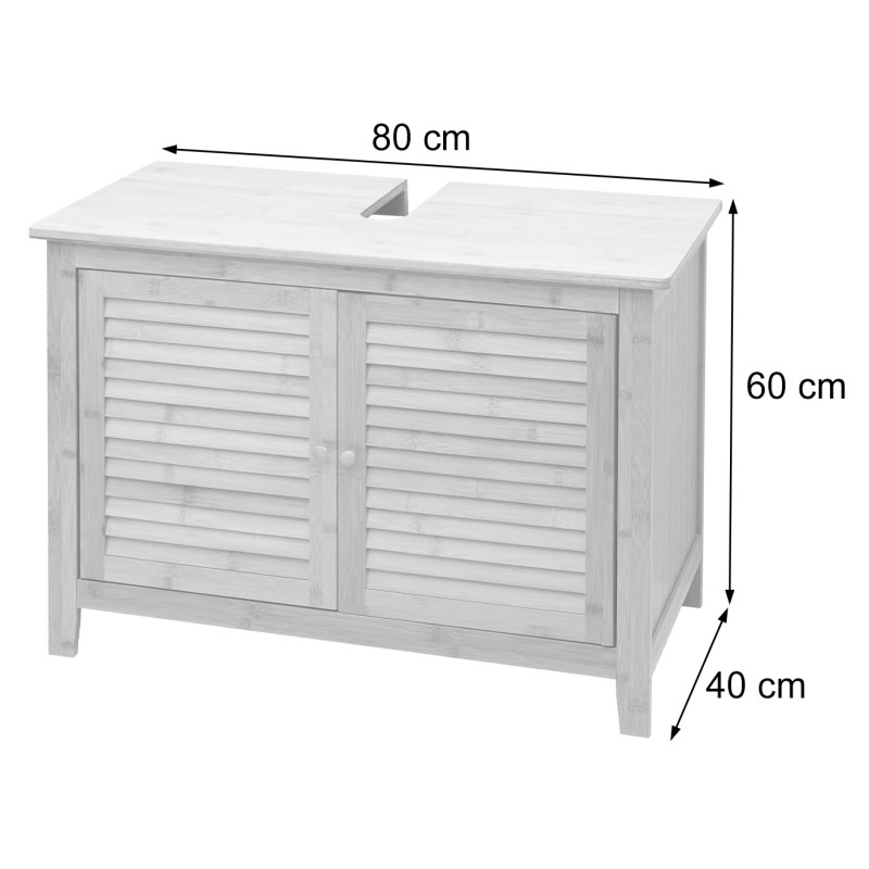 Meuble sous évier meuble sous vasque, armoire, salle de bain, bambou - 60x80x40cm