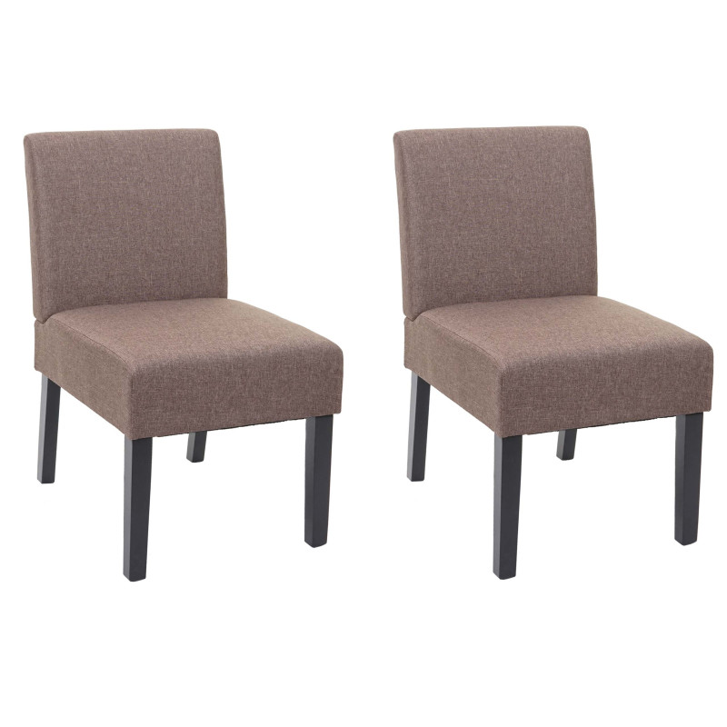2x chaise de salle à manger fauteuil lounge, tissu/textil - marron