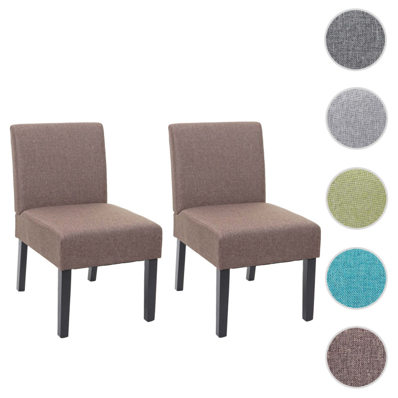 2x chaise de salle à manger fauteuil lounge, tissu/textil - marron
