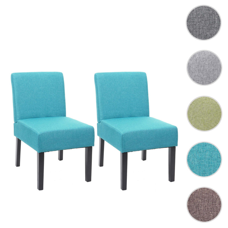 2x chaise de salle à manger fauteuil lounge, tissu/textil - pétrole