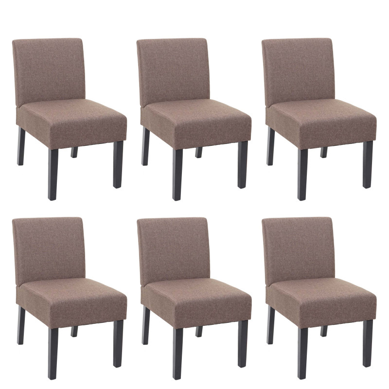 6x chaise de salle à manger fauteuil lounge, tissu/textil - marron