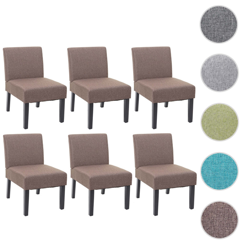 6x chaise de salle à manger fauteuil lounge, tissu/textil - marron