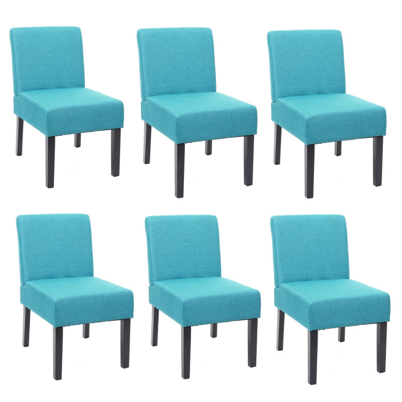 6x chaise de salle à manger fauteuil lounge, tissu/textil - pétrole