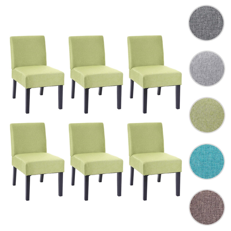 6x chaise de salle à manger fauteuil lounge, tissu/textil - vert