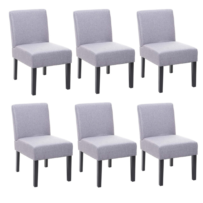 6x chaise de salle à manger fauteuil lounge, tissu/textil - gris