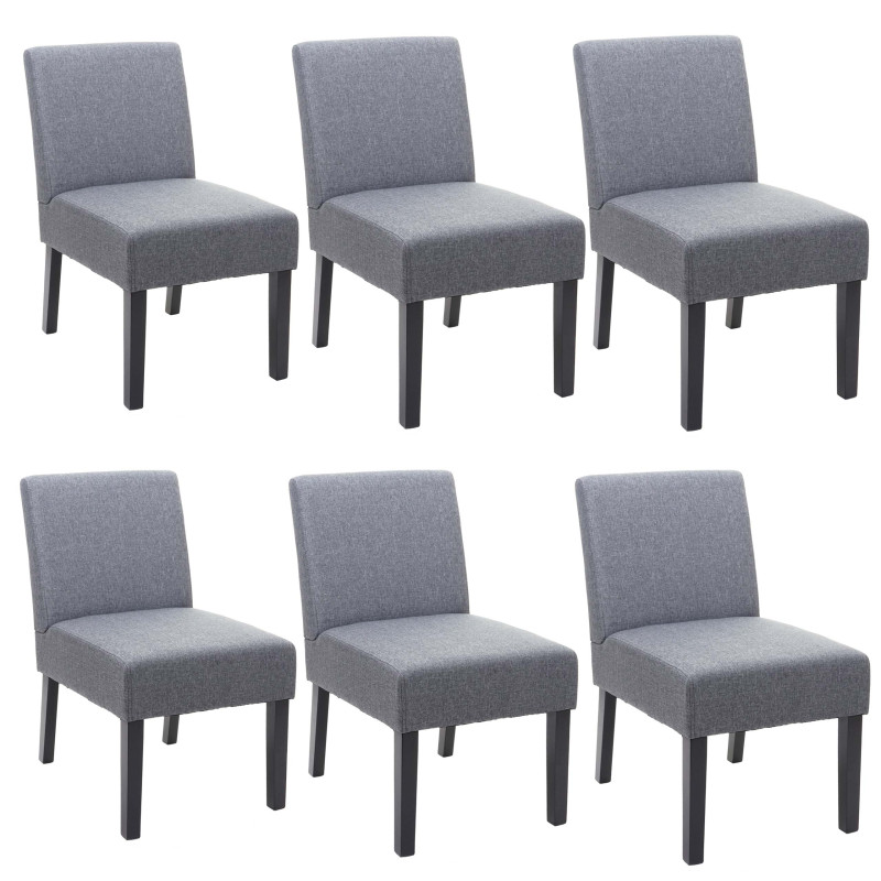 6x chaise de salle à manger fauteuil lounge, tissu/textil - gris foncé