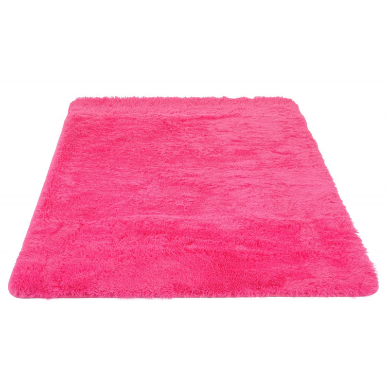 Tapis en peluche mignon à poils longs rose