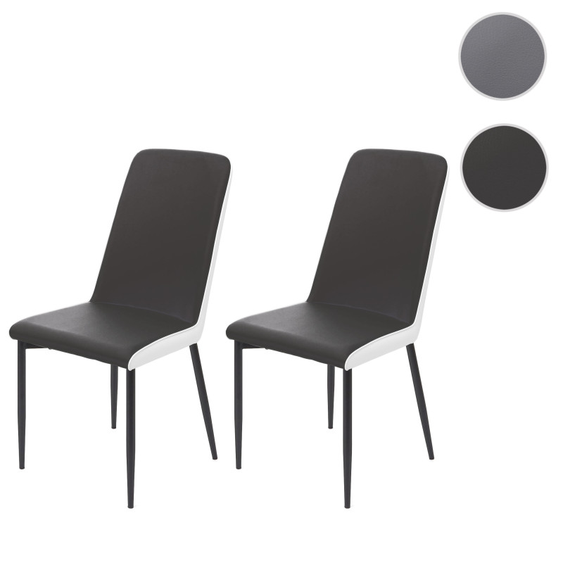 2x chaise de salle à manger , similicuir - siège noir