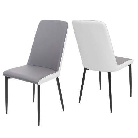 2x chaise de salle à manger , similicuir - siège gris