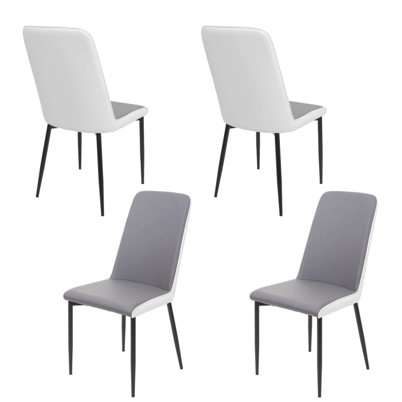 4x chaise de salle à manger , similicuir - siège gris