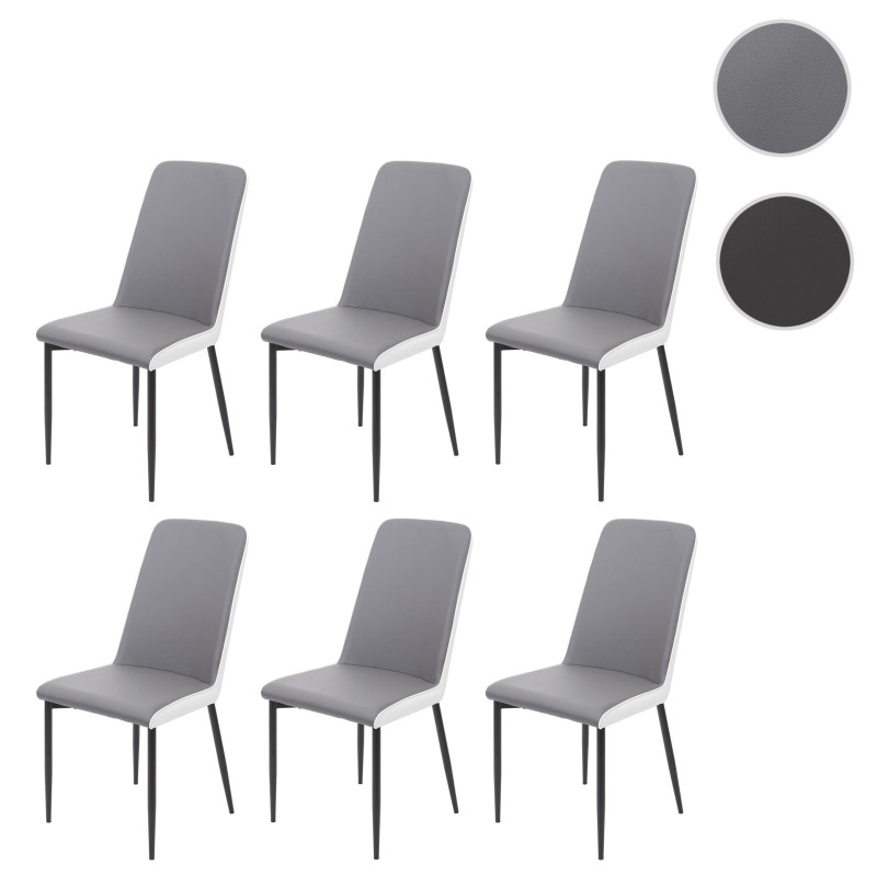 6x chaise de salle à manger , similicuir - siège noir