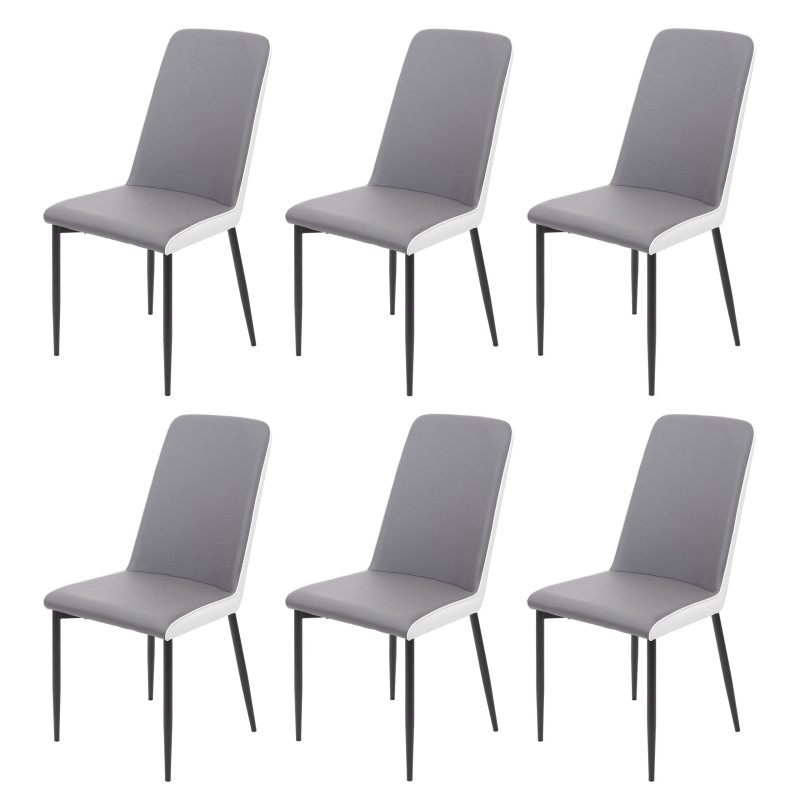 6x chaise de salle à manger , similicuir - siège gris