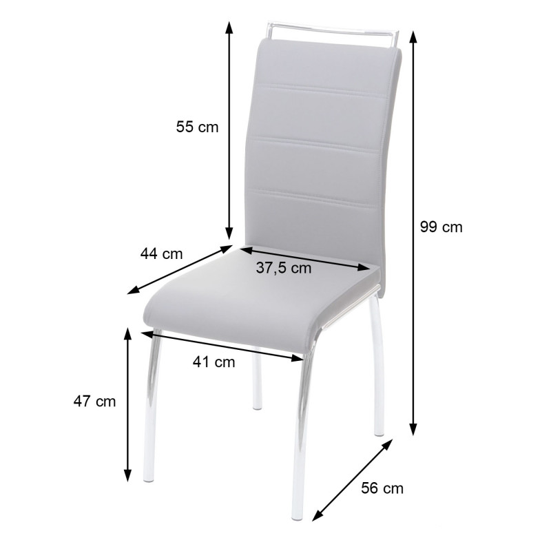 2x chaise de salle à manger , similicuir, chrome - marron