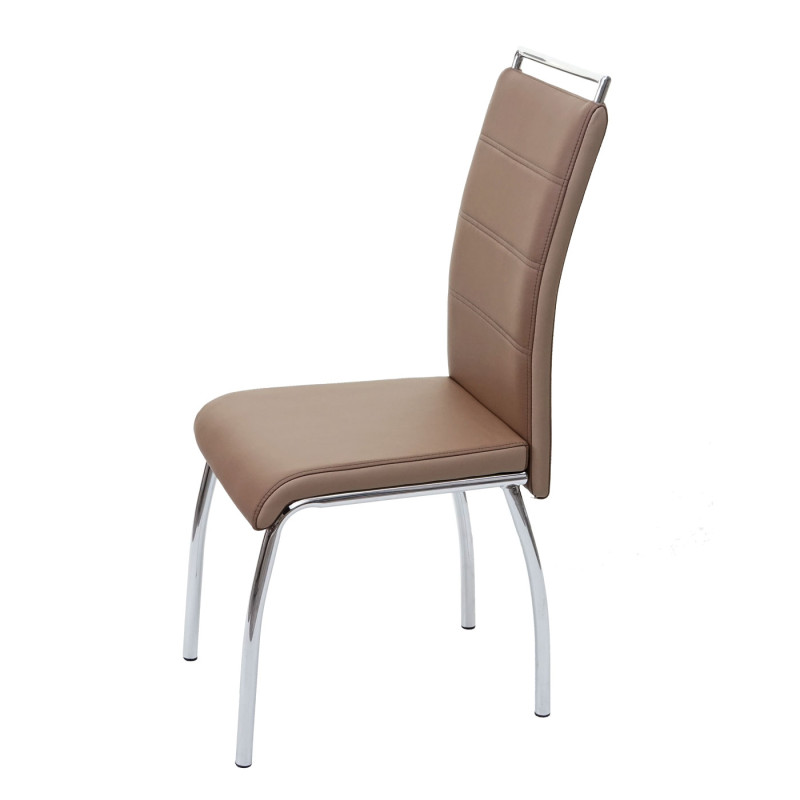 2x chaise de salle à manger , similicuir, chrome - marron