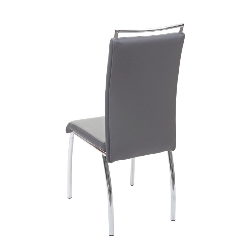 2x chaise de salle à manger , similicuir, chrome - gris clair