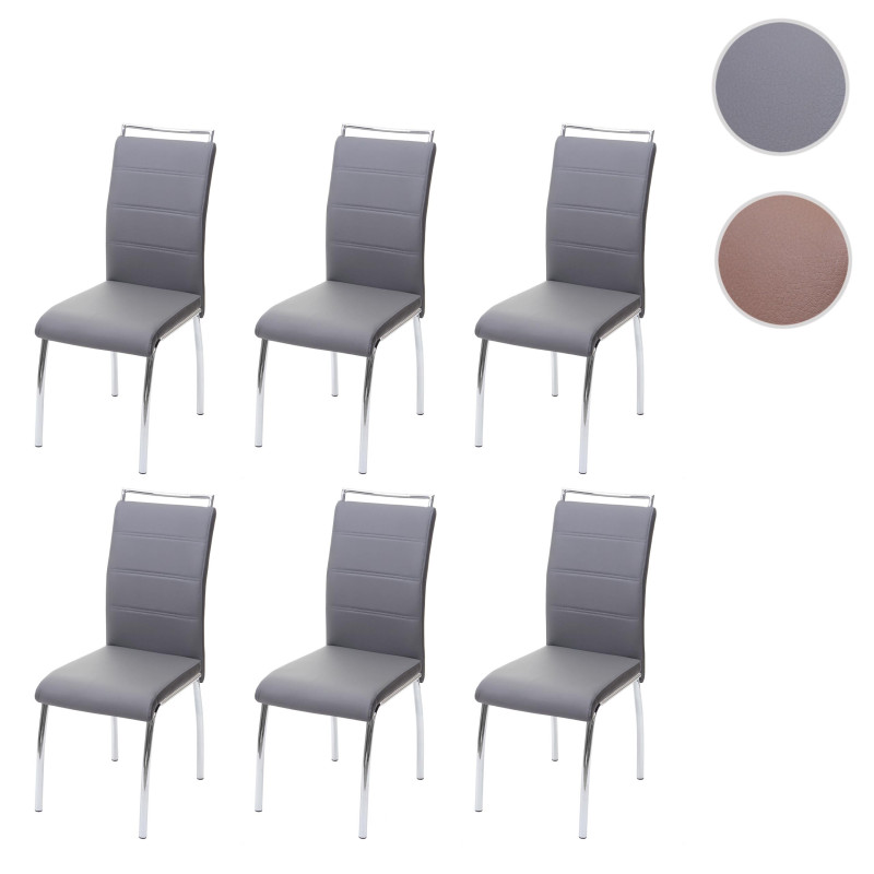 6x chaise de salle à manger , similicuir, chrome - marron