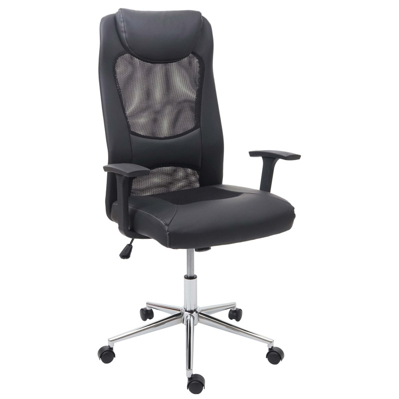 Chaise de bureau chaise pivotante, fauteuil directorial, similicuir + tissu - noir