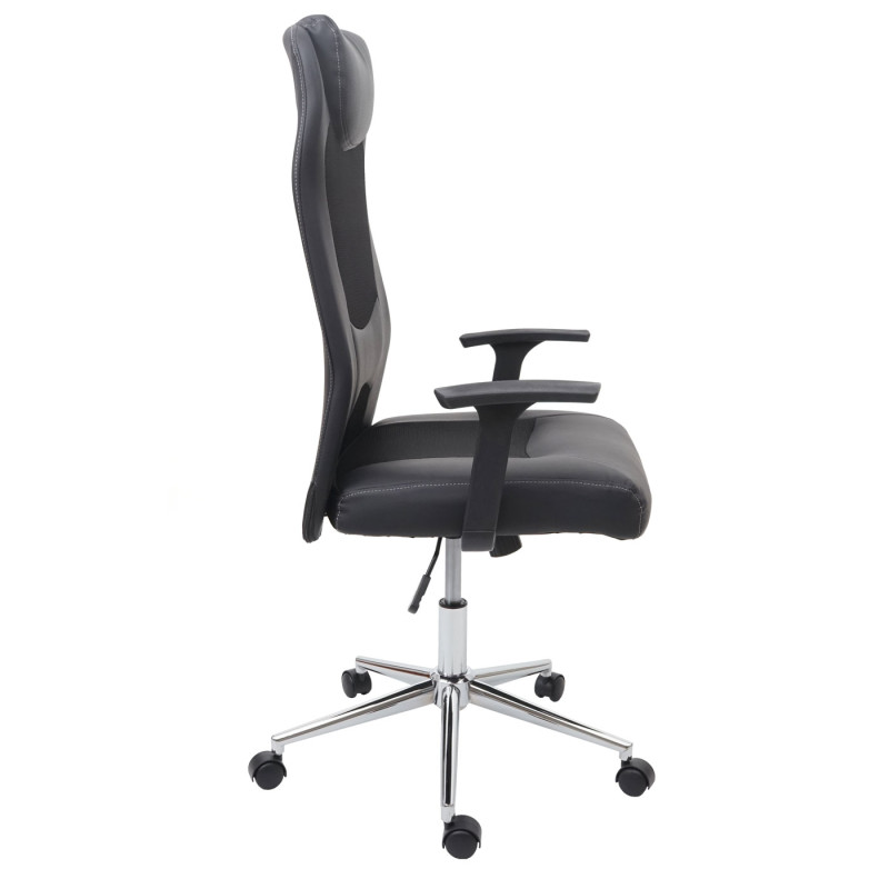 Chaise de bureau chaise pivotante, fauteuil directorial, similicuir + tissu - noir