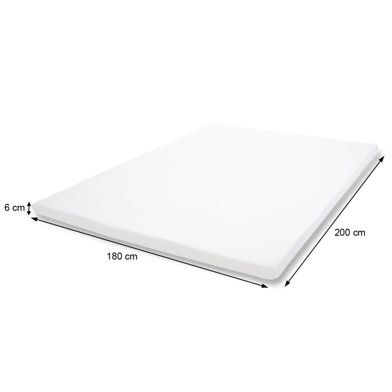 6cm Surmatelas à mousse Memory Couvre-matelas, housse - 180x200cm mousse visco