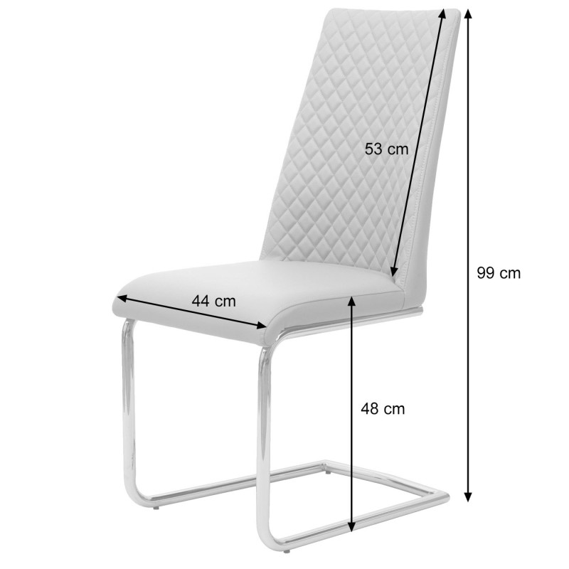 2x chaise de salle à manger chaise cantilever, , similicuir - crème