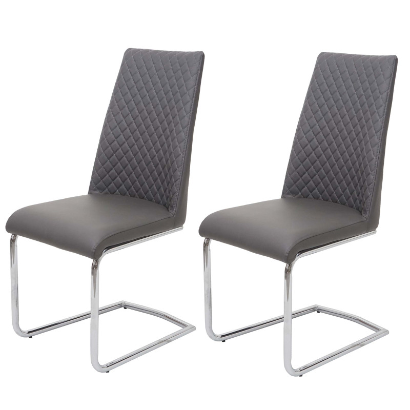 2x chaise de salle à manger chaise cantilever, , similicuir - gris foncé