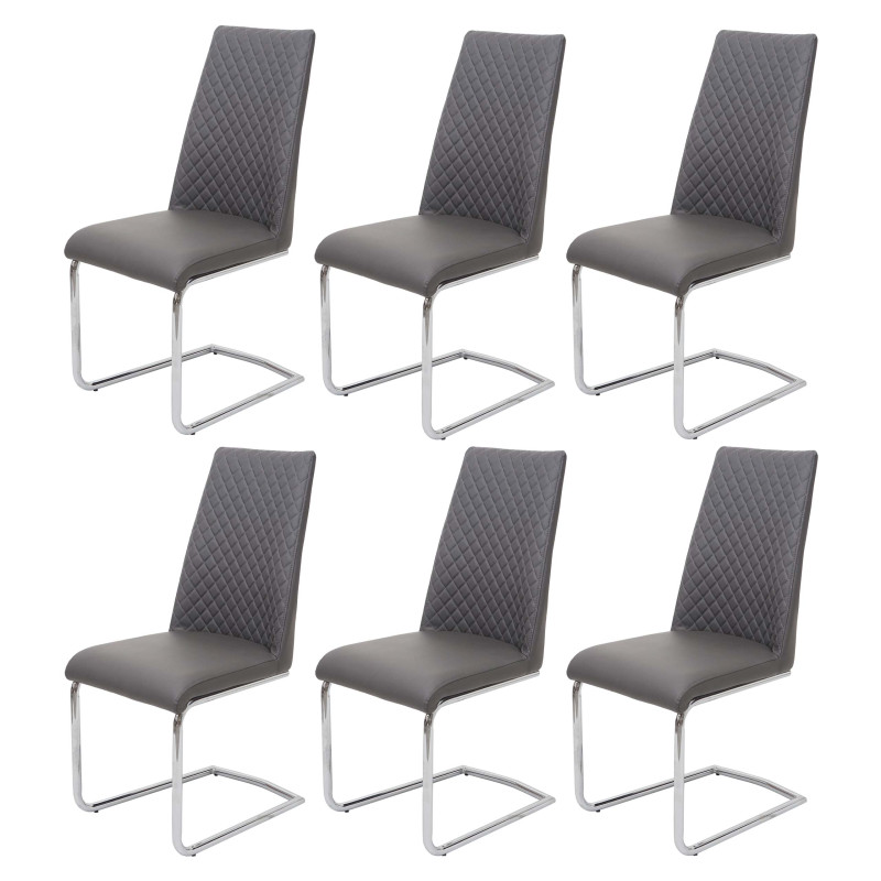 6x chaise de salle à manger chaise cantilever, , similicuir - gris foncé