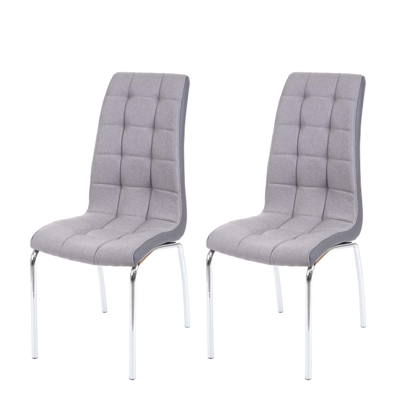 2x chaise de salle à manger , similicuir/tissu - gris clair