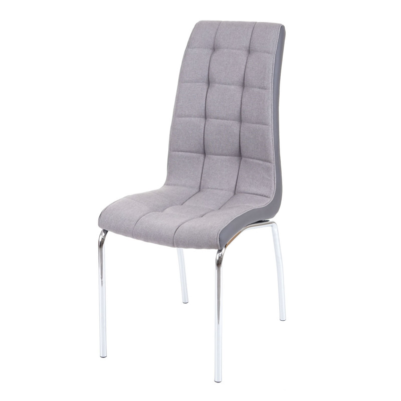 2x chaise de salle à manger , similicuir/tissu - gris clair