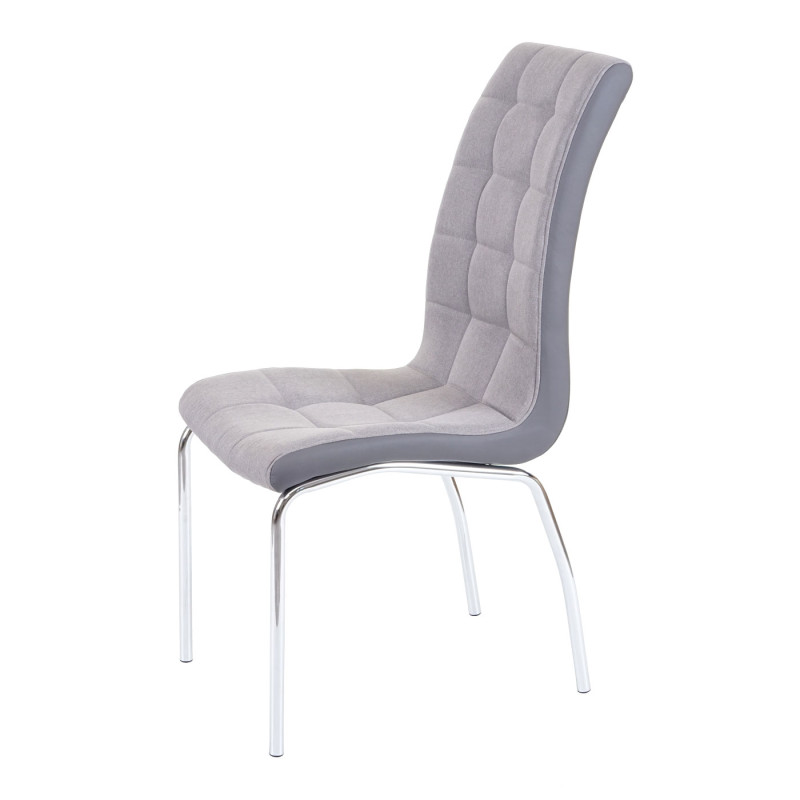 2x chaise de salle à manger , similicuir/tissu - gris clair