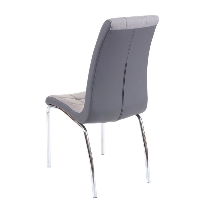 2x chaise de salle à manger , similicuir/tissu - gris clair
