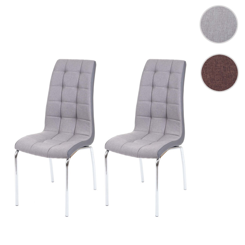 2x chaise de salle à manger , similicuir/tissu - gris clair