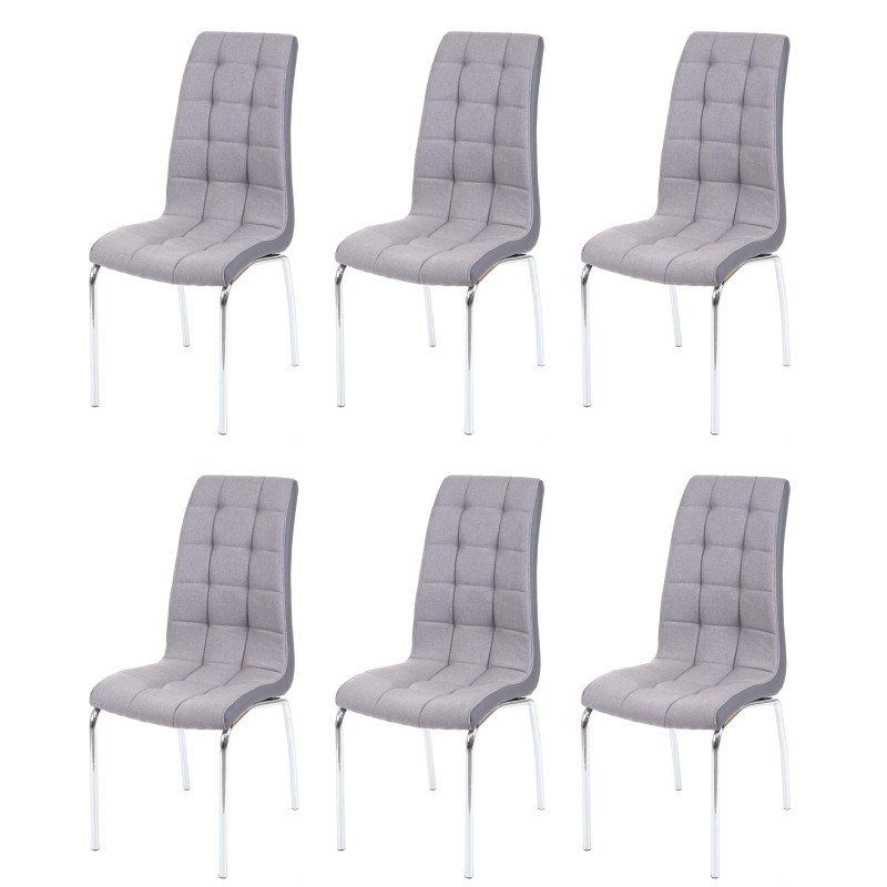 6x chaise de salle à manger , similicuir/tissu - gris clair