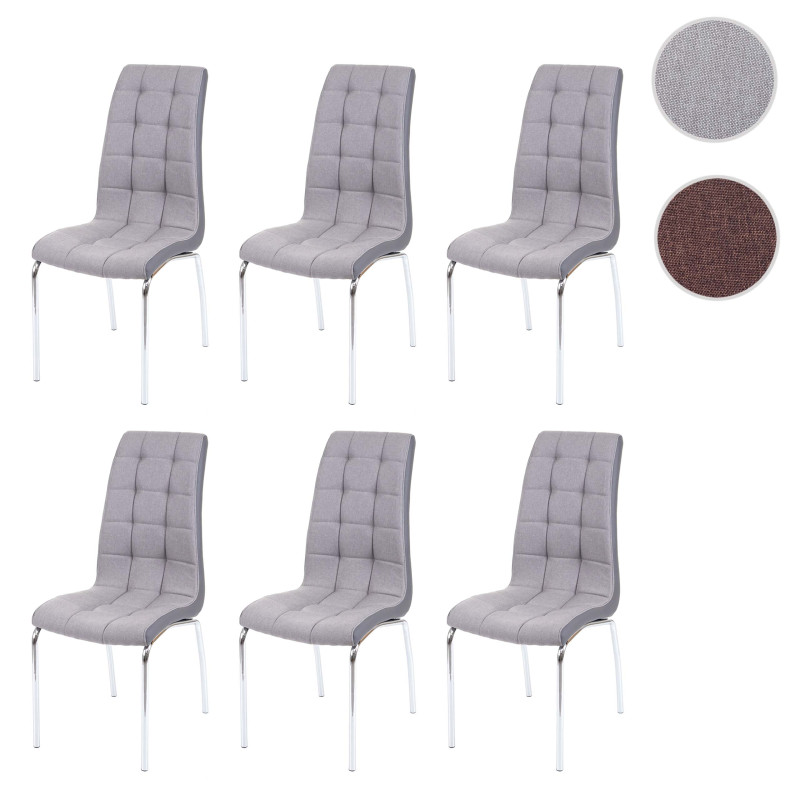 6x chaise de salle à manger , similicuir/tissu - gris clair