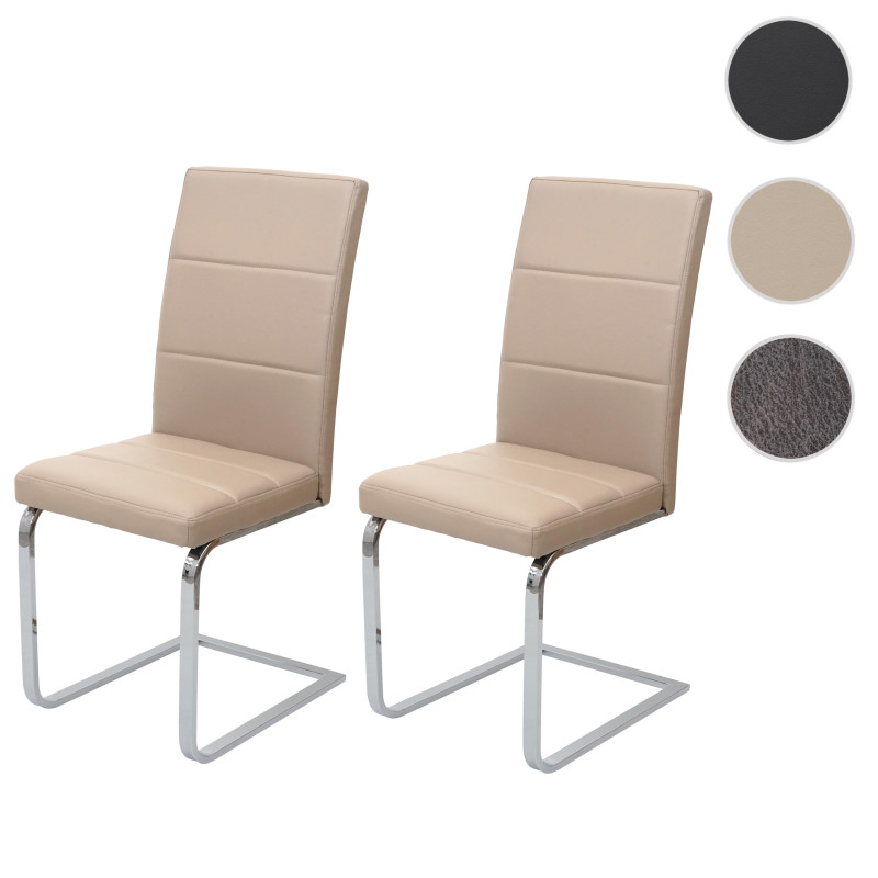 2x chaise de conférence chaise cantilever, chaise visiteur, similicuir, chrome - noir