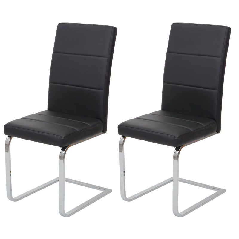 2x chaise de conférence chaise cantilever, chaise visiteur, similicuir, chrome - noir