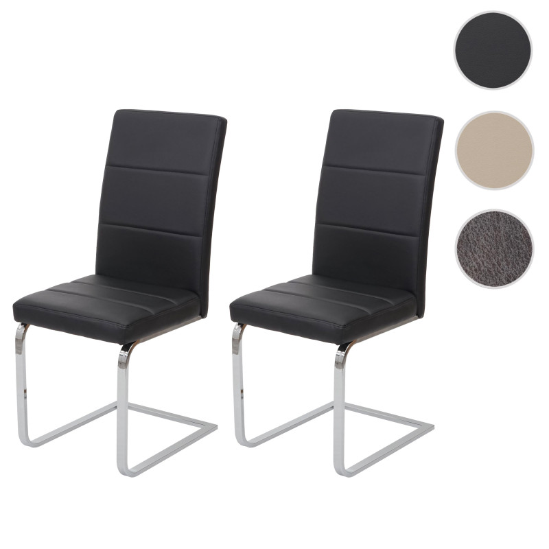 2x chaise de conférence chaise cantilever, chaise visiteur, similicuir, chrome - noir