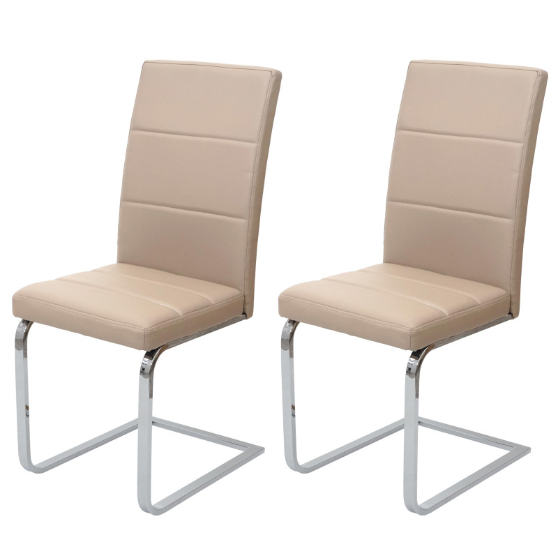 2x chaise de conférence chaise cantilever, chaise visiteur, similicuir, chrome - crème
