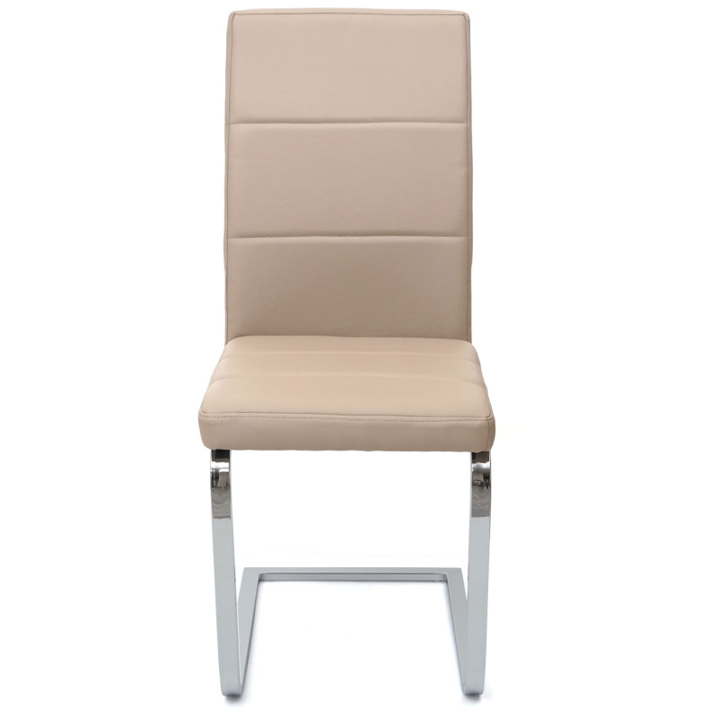 2x chaise de conférence chaise cantilever, chaise visiteur, similicuir, chrome - crème