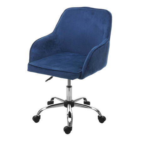 Chaise de bureau fauteuil directorial, pivotant, design rétro, velours - bleu