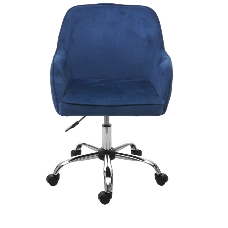 Chaise de bureau fauteuil directorial, pivotant, design rétro, velours - bleu