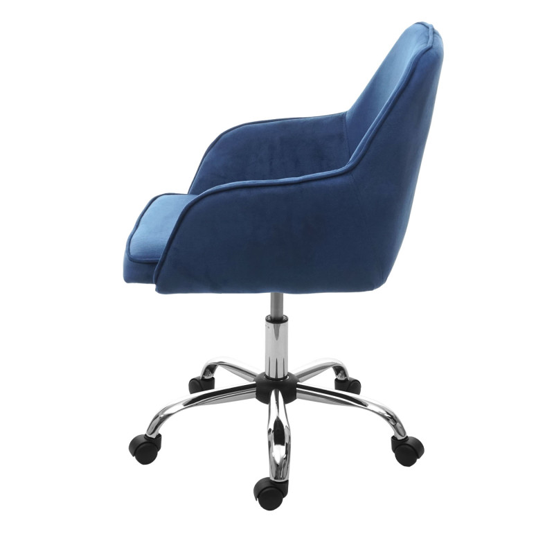 Chaise de bureau fauteuil directorial, pivotant, design rétro, velours - bleu