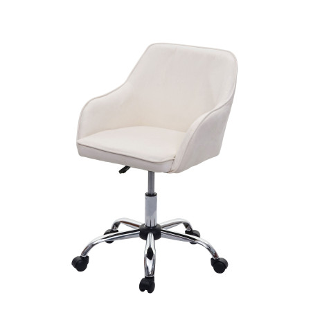 Chaise de bureau fauteuil directorial, pivotant, design rétro, velours - blanc