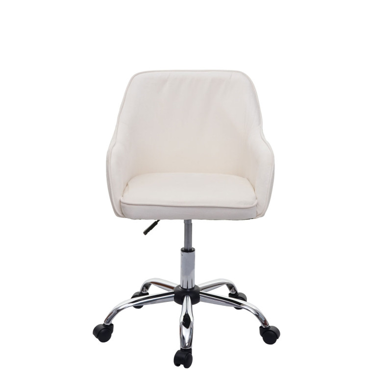 Chaise de bureau fauteuil directorial, pivotant, design rétro, velours - blanc