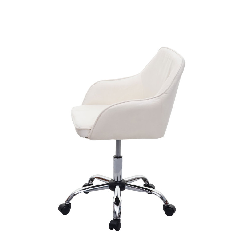 Chaise de bureau fauteuil directorial, pivotant, design rétro, velours - blanc