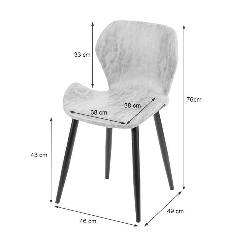 2x chaise de salle à manger , forme galbé, similicuir - marron