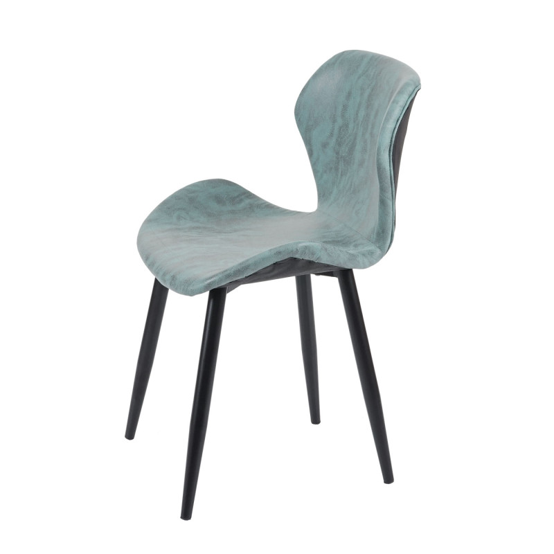 2x chaise de salle à manger , forme galbé, similicuir - gris/vert